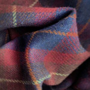 Harris Tweed Vestje "Wales" Met Revers In Berry Check