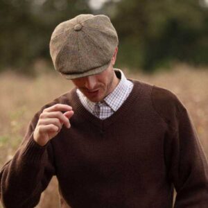 Harris Tweed 8-Panel Thomas Baker Boy Cap Moss Green