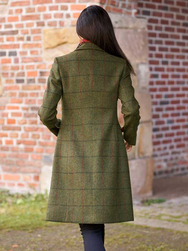 Harris Tweed Damesjas "Emilia" In Green Overcheck