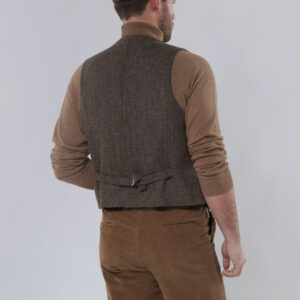 Harris Tweed Vestje "Wales" Met Revers In Evergreen