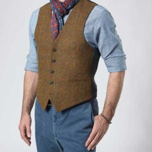 Harris Tweed Vestje "Tailor" Zonder Revers In Country Classic