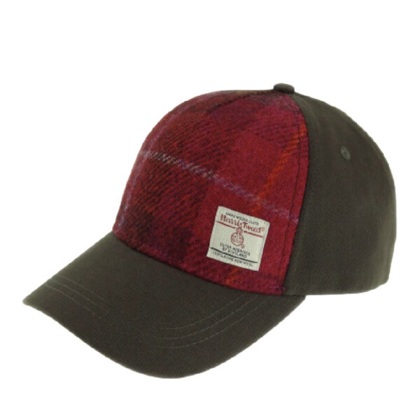 Baseball Cap with Harris Tweed in Deep Pink Tartan