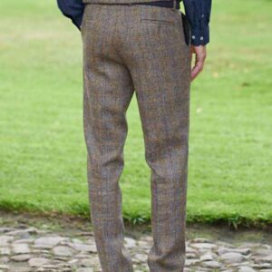 Harris Tweed Pantalon "Mr. Miller" In Green-Blue Herringbone