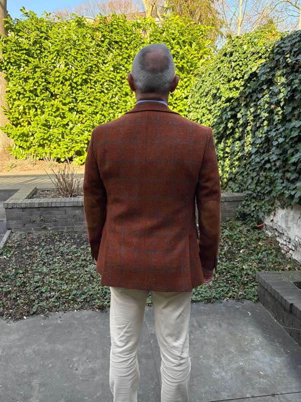 Harris Tweed Jacket "London" In Rust Overcheck