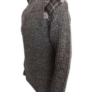 Zip sweater with Harris Tweed patches Natural