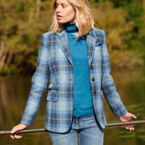 Harris Tweed Dames Jasje "Carola" In Jeans Herringbone