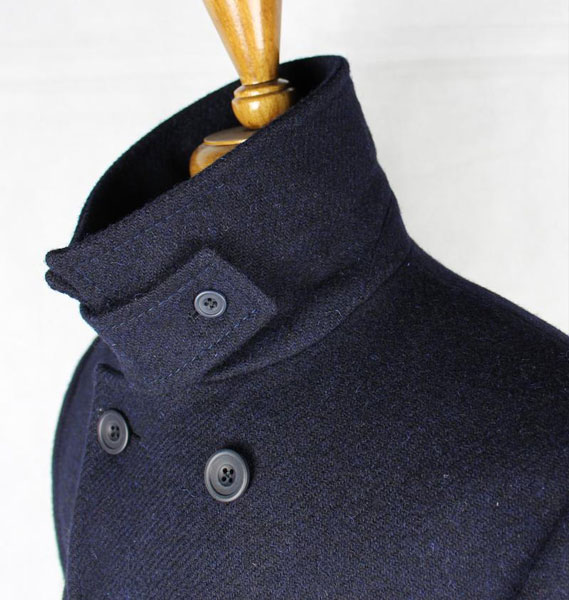 Harris Tweed Coat, Ferry Reefer Coat - Navy Plain