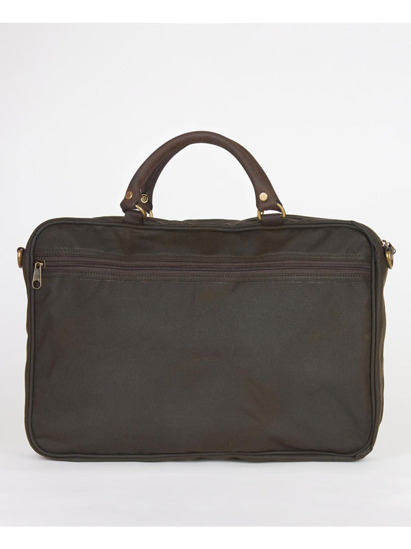 Barbour Wax Leather Briefcase Olive