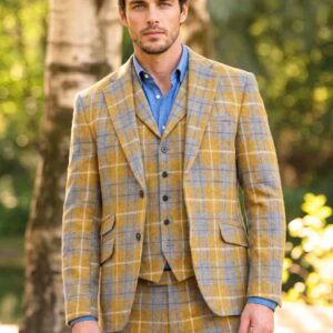Harris Tweed Jacket "London" In Amber Check