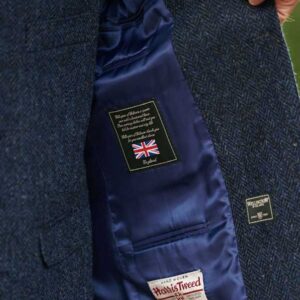 Harris Tweed Jacket "London" In Blue Herringbone