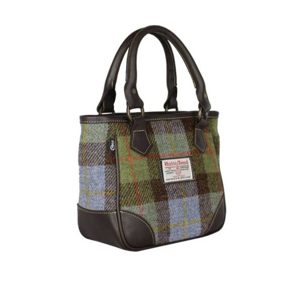 Harris Tweed York Handbag - Green Blue Check