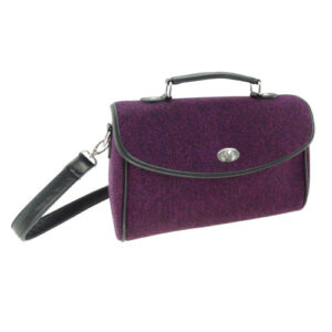 Harris Tweed Calder Satchel Bag in Burgundy Herringbone