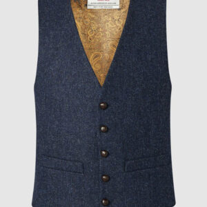 Harris Tweed Vestje, Iain Waistcoat - Navy Herringbone