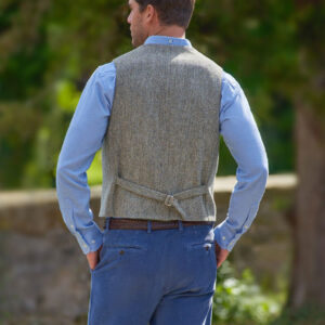 Harris Tweed Vestje "Wales" Met Revers In Multigreen