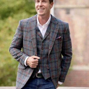Harris Tweed Jacket "London" In Royal Check