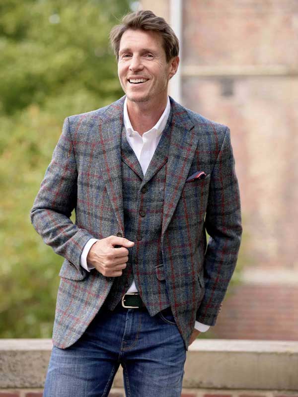 Harris Tweed Jacket "London" In Royal Check