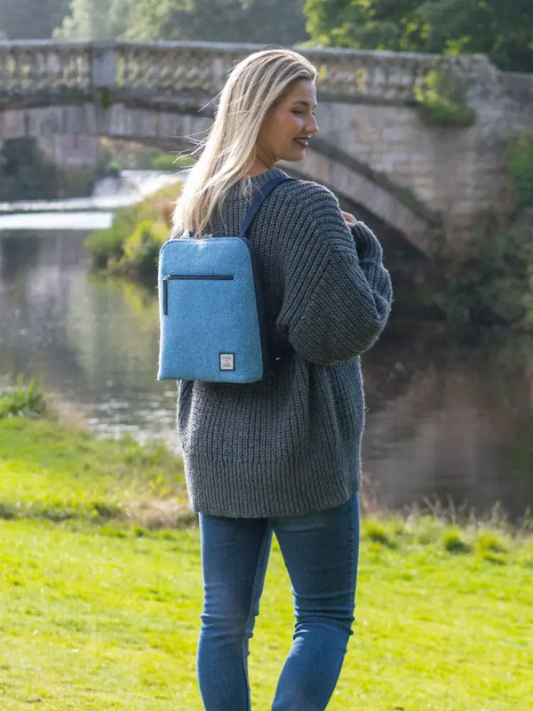 Harris Tweed Backpack In Sky Blue