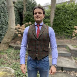 DF Harris Tweed Waistcoat Met Revers 650
