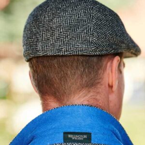 Harris Tweed Flat Cap "Henry" In Black Herringbone