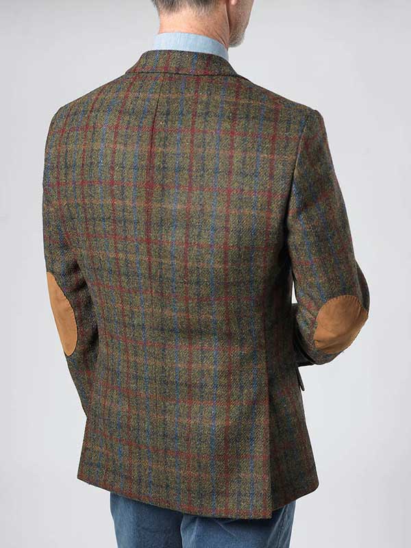 Harris Tweed Jacket "London" In Red-Blue Check