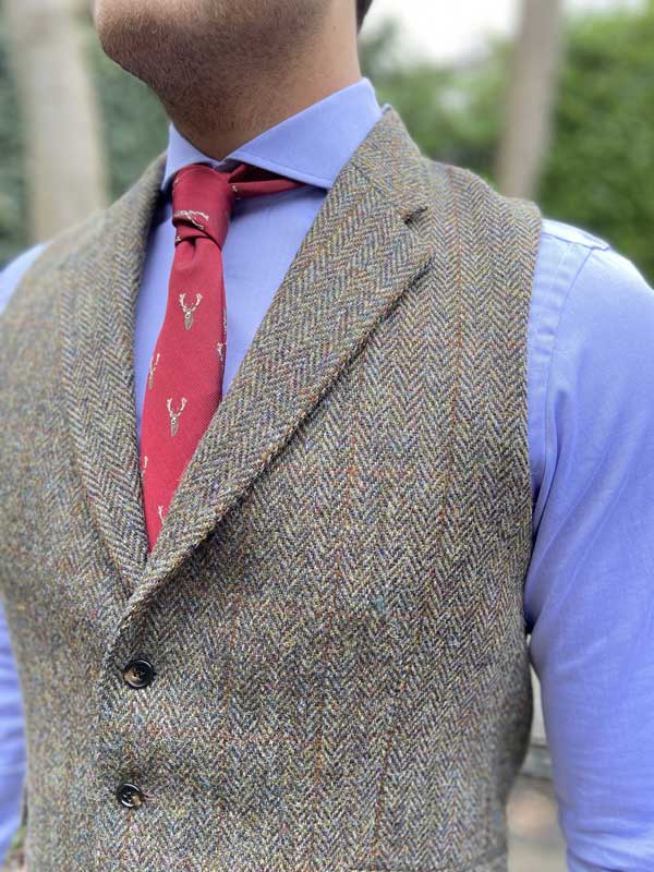DF Harris Tweed Waistcoat Met Revers 670