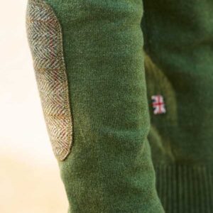 Pullover Lambswool "Jack" Met Harris Tweed Details In Dille