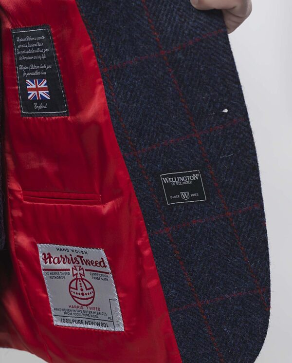 Harris Tweed Jacket "London" In Red Overcheck
