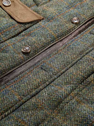 Harris Tweed Gilet, Bodywarmer - Green