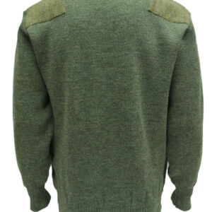 Crew neck sweater with Harris Tweed patches Derby Tweed