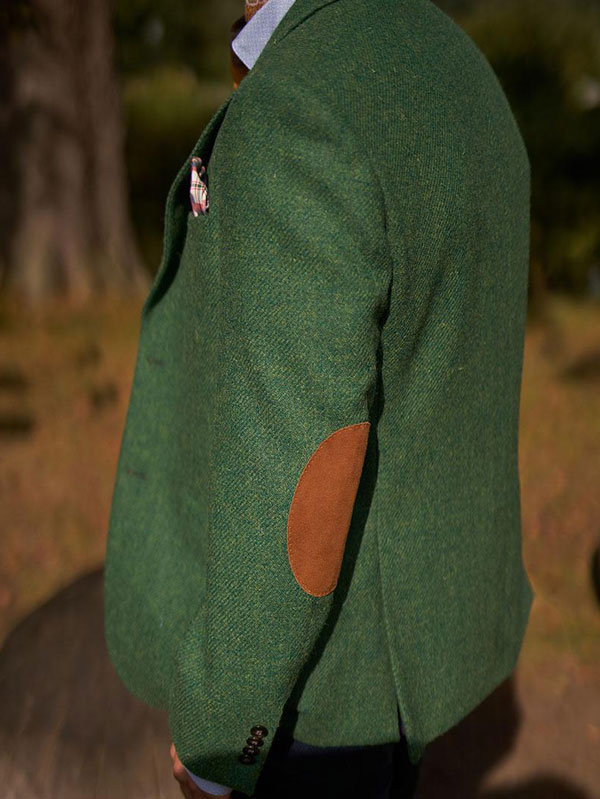 Harris Tweed Jacket "London" In Green Twill