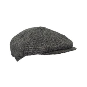 Harris Tweed 8-Panel Thomas Baker Boy Cap Steel Grey