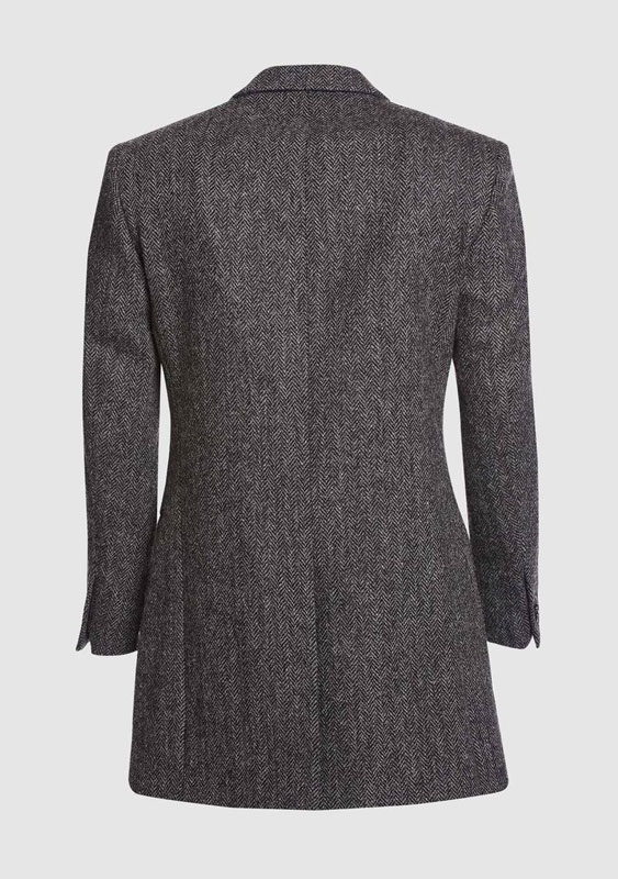 Harris Tweed Overjas, Murdo ¾ Coat - Charcoal