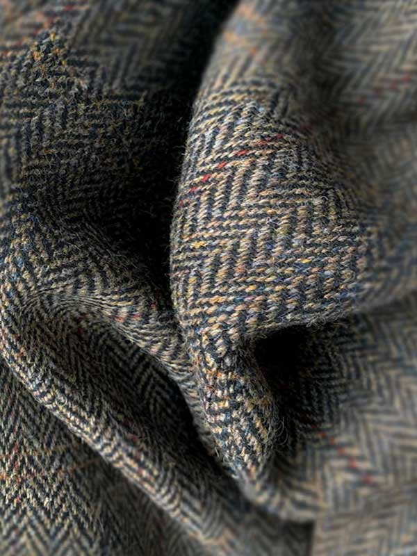 Harris Tweed Jacket "London" In Highland Green Herringbone