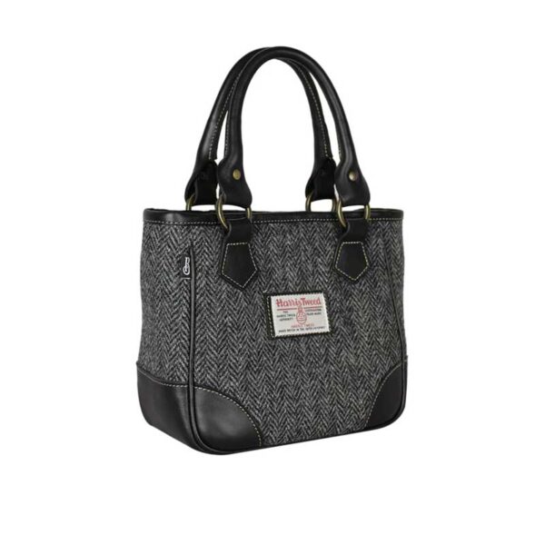 Harris Tweed York Handbag - Charcoal Herringbone