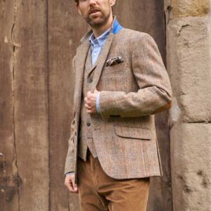 Harris Tweed Jacket "London" In Sand Herringbone
