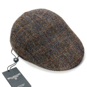 Harris Tweed Flat Cap "Henry" In Green-Blue Herringbone