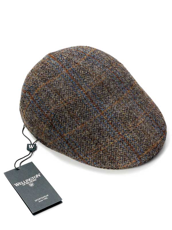 Harris Tweed Flat Cap "Henry" In Green-Blue Herringbone