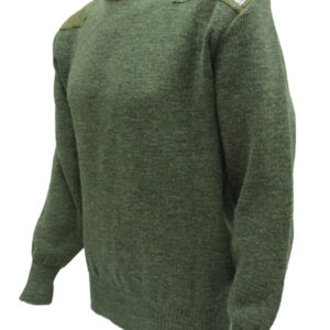 Crew neck sweater with Harris Tweed patches Derby Tweed
