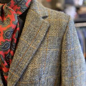 Harris Tweed Dames Jasje Kort "Ami" In Green-Blue Herringbone