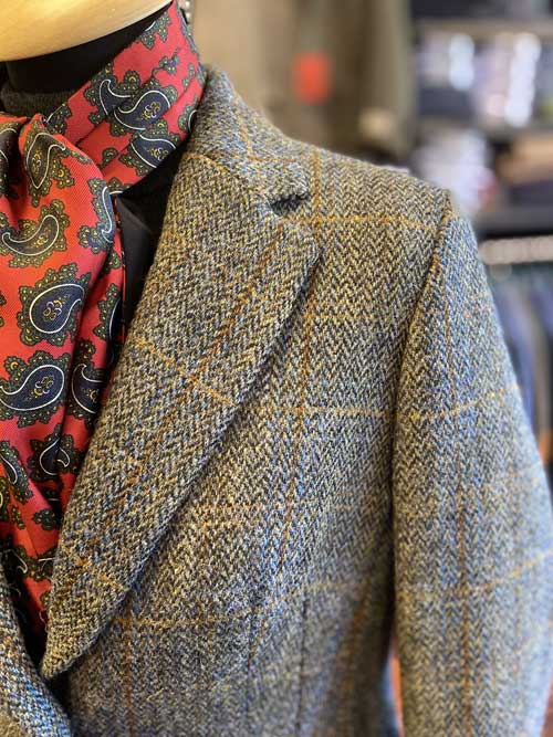 Harris Tweed Dames Jasje Kort "Ami" In Green-Blue Herringbone