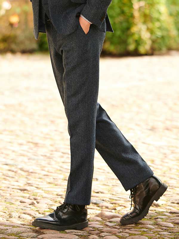 Harris Tweed Pantalon "Mr. Miller" In Blue Herringbone