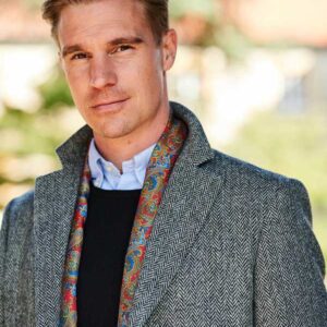 Harris Tweed Overjas "Barney" In Black Herringbone