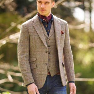 Harris Tweed Jacket "London" In Walnut Check