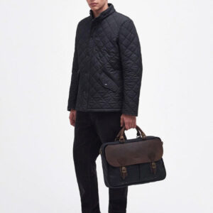 Barbour Wax Leather Briefcase Navy