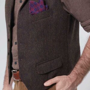 Harris Tweed Vestje "Wales" Met Revers In Multicolor