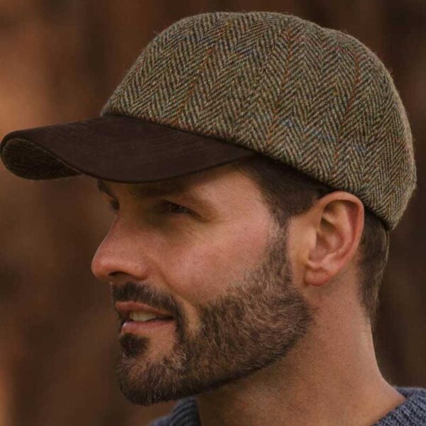 Harris Tweed Brungton Baseball Cap Moss Green
