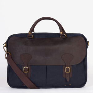 Barbour Wax Leather Briefcase Navy
