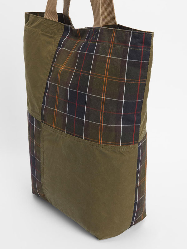 Barbour Transport Patchwork Tote Bag Dusky Green