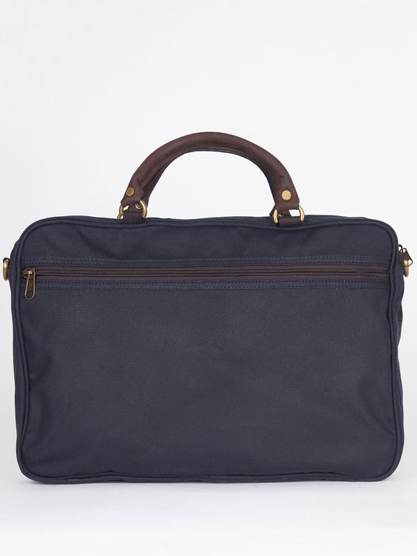 Barbour Wax Leather Briefcase Navy