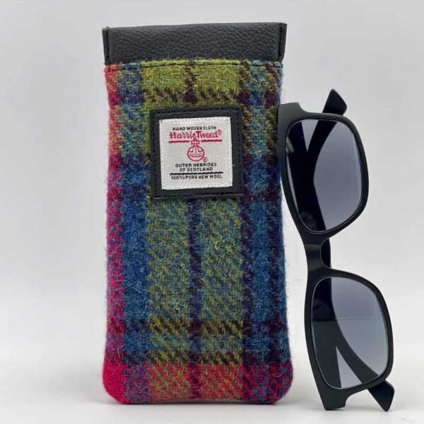 Harris Tweed Glasses Sleeve in Blue/Pink Check